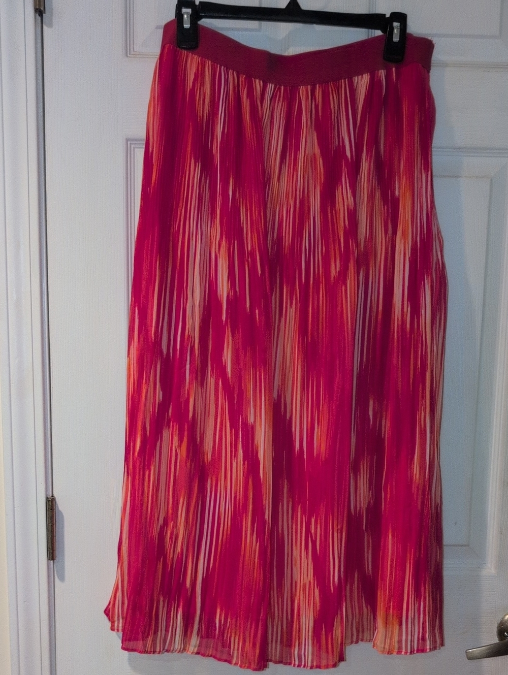 Ruby Rd. Pink and Orange Pleated Maxi Skirt